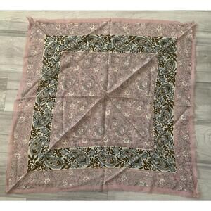 Beautiful Pink Brown Blue Floral Square Scarf
